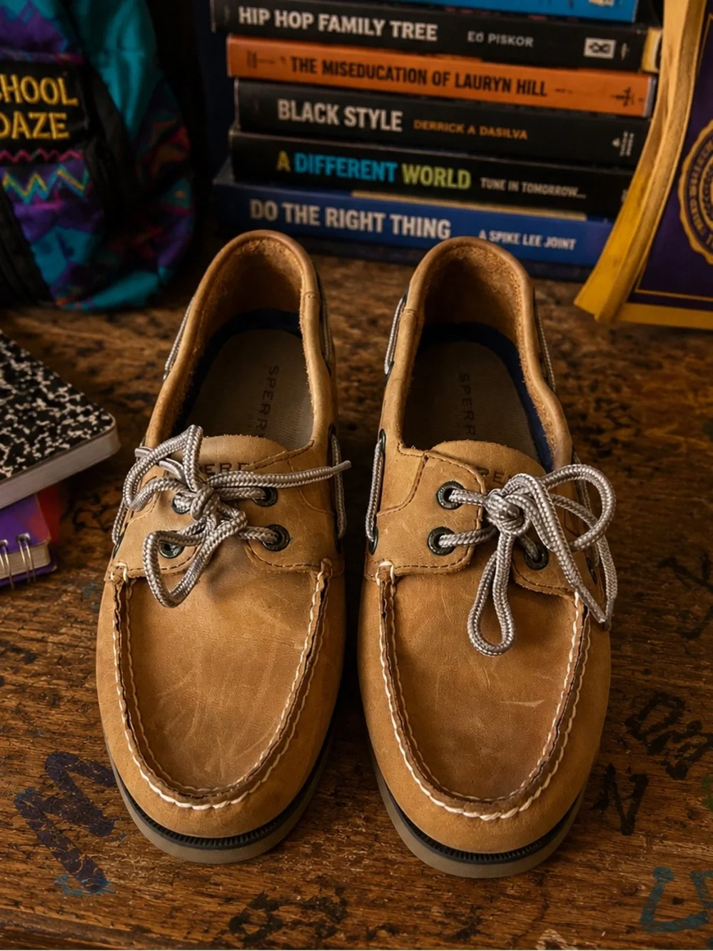 Sperry Cognac Leather 2-Eye Boat Shoes Preppy Retro